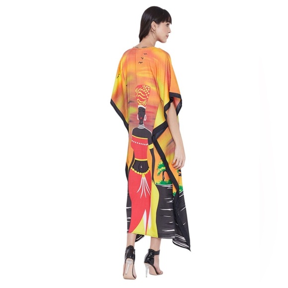 Kaftan For Plus Size Women Tribal Printed Multicolor - Picture 5 of 12